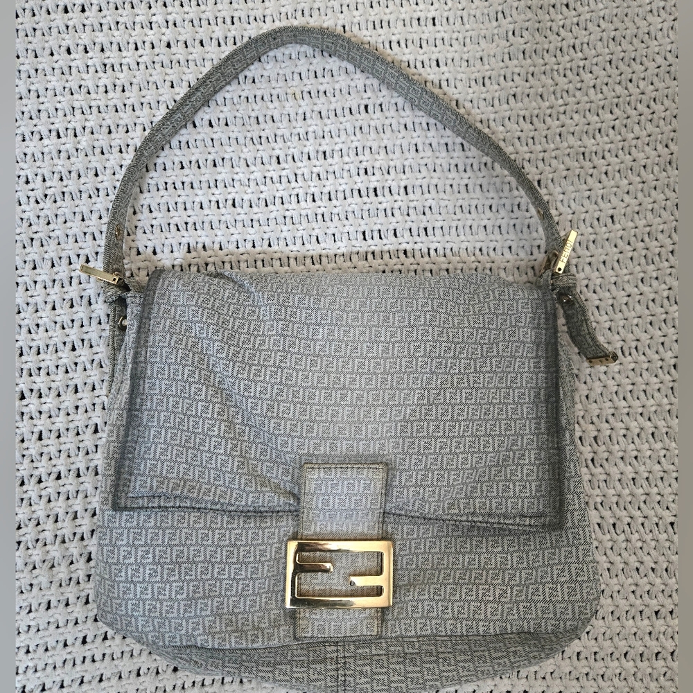 Auth Fendi Denim Mama Baguette